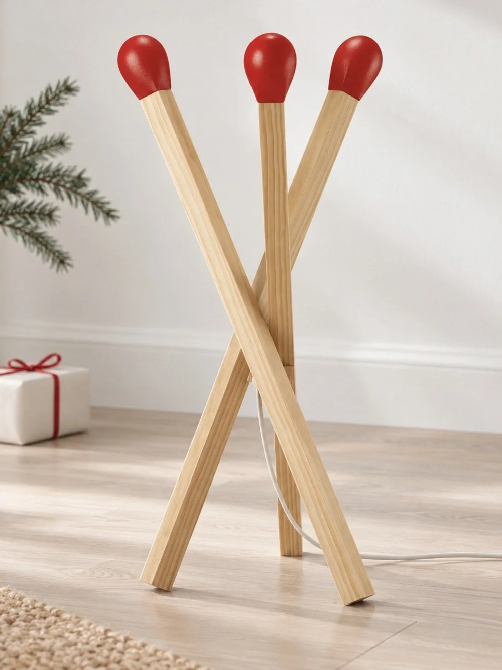 IKEA STRÅLA Matchstick Shaped Wood Floor Lamp - NEW, Fast Shipping!